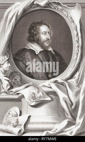 Thomas Howard, xiv conte di Arundel, 4° Conte di Surrey e 1° Conte di Norfolk, 1585-1646. Protettore delle arti e il collettore. Egli è anche conosciuto come il collettore Earl. Dal 1813 edizione di capi di illustri personalità della Gran Bretagna, inciso dal sig. Houbraken e il sig. Vertue con la loro vita e caratteri. Foto Stock