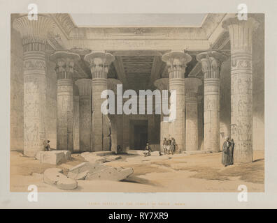 L'Egitto e la Nubia, Volume I: Grand portico del tempio di Philae, la Nubia, 1847. Louis Haghe (British, 1806-1885), F.G.Luna, 20 Threadneedle Street, Londra, dopo David Roberts (British, 1796-1864). Litografia a colori; foglio: 43,2 x 60,4 cm (17 x 23 3/4 in.); immagine: 34,7 x 49,3 cm (13 11/16 x 19 7/16 in Foto Stock