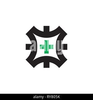 Più medici linea geometrica emblema vettore logo Illustrazione Vettoriale