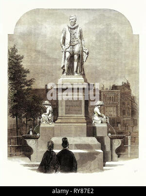 La statua di Sir Hugh Myddelton a Islington Green Foto Stock