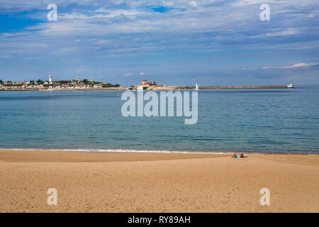 Gran PLaya o grande spiaggia. Saint Jean de Luz. Donibane Lohizune. Atlantico Dipartimento Pirenei. Aquitania. Labort (Lapurdi). Paese basco. Francia Foto Stock