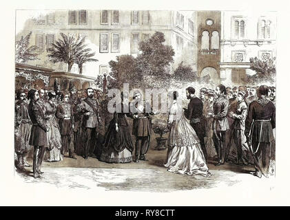 Il principe e la Principessa di Galles in Egitto: Ricezione delle Loro Altezze Reali dal viceré d'Egitto al Cairo 1869 Foto Stock