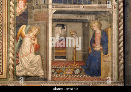 Annunciazione alla Vergine Maria di Pietro di Miniato, Santa Maria Novella principale chiesa domenicana di Firenze, Italia Foto Stock