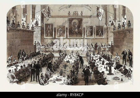 La cena dato dalle locande di corte di volontari per le università Corps 1868 Foto Stock