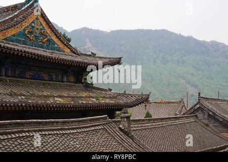Il tempio cinese del tetto, Wutai Shan, Shanxi, Cina Foto Stock