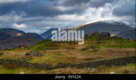 Il vecchio fienile, Alta Arnside Farm, Cumbria, Regno Unito Foto Stock