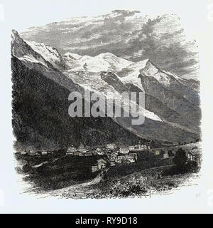 MONT BLANC (il picco più alti delle Alpi). Mont Blanc o il Monte Bianco (italiano), che significa "montagna bianca", è la montagna più alta delle Alpi, Europa occidentale e l'Unione europea Foto Stock