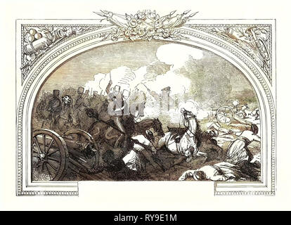 Battaglia di Ferozeshah, (Lord Gough,), Dicembre 21st, 1845, tra gli inglesi e i sikh, presso il villaggio di Ferozeshah in Punjab. Gli inglesi erano guidati da Sir Hugh Gough e governatore generale Sir Henry Hardinge, mentre i sikh erano guidati da Lal Singh. India Foto Stock