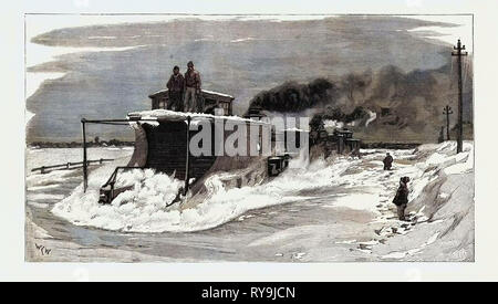 Un Snow-Plow sulla Grand Trunk Railway Canada Foto Stock