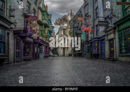 Ricreazione di Diagon Alley da Harry Potter i film alla Universal Studios Orlando, Florida Foto Stock