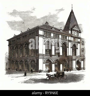 Nuovo edificio del Long Island Historical Society a Brooklyn, Stati Uniti, incisione 1880 1881 Foto Stock