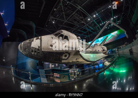 Space Shuttle Atlantis alla NASA Kennedy Space Center, Florida Foto Stock