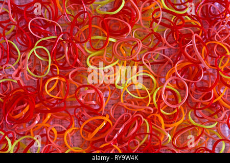 Colorate bande di gomma Foto Stock