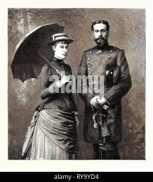 La Principessa Victoria di Hesse-Darmstadt (la figlia del compianto principessa Alice) e il suo fidanzato Principe Louis di Battenberg Foto Stock