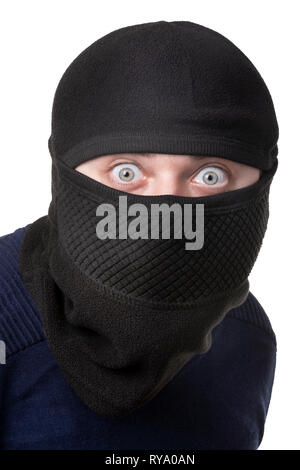 Uomo in passamontagna isolati su sfondo bianco Foto stock - Alamy