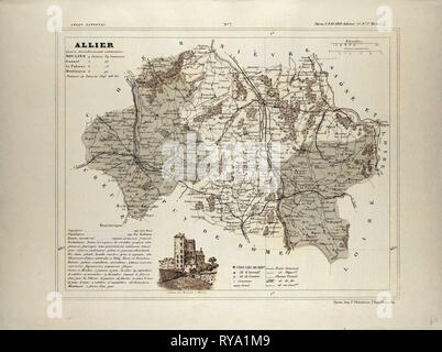 Mappa di Allier Francia Foto Stock