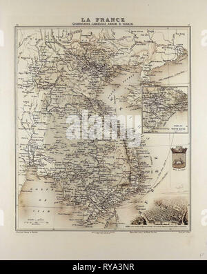 Mappa di Vietnam Cambogia Thailandia e Laos 1896 Foto Stock