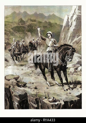 Halt: Artiglieria cavallo prendendo posizione sollevata in corrispondenza della bocca di un contaminano in India del Nord Foto Stock