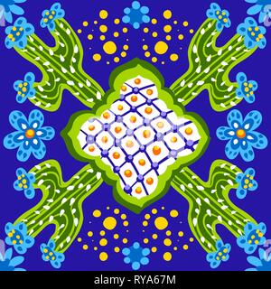 Mexican talavera piastrella ceramica pattern. Illustrazione Vettoriale