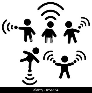 Figure Wi-Fi icona stencil Imposta selezione nero, illustrazione vettoriale, orizzontale su bianco, isolato Illustrazione Vettoriale