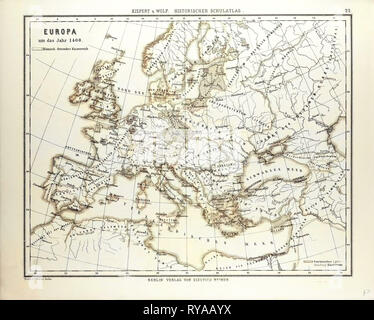 Mappa di Europa nel 1400 Foto Stock