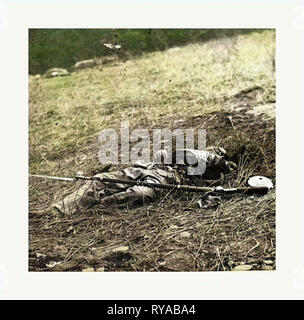 La guerra civile americana: la guerra per effetto di una Shell su un soldato confederato nella battaglia di Gettysburg, salma di un soldato morto sul campo di battaglia. Foto, albume stampare Foto Stock