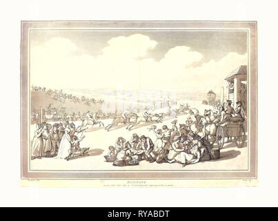 John Bluck dopo Thomas Rowlandson (British, attivo 1791 - 1819 ), acceso, pubblicato 1804, colorate a mano di attacco e la puntasecca con lavaggio blu Foto Stock