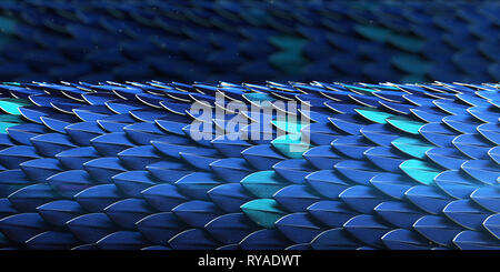 Blu e Oro dragon Rettile Pesce Serpente skales squama backround pattern. dragon pelle rendering 3d. sfondo Foto Stock