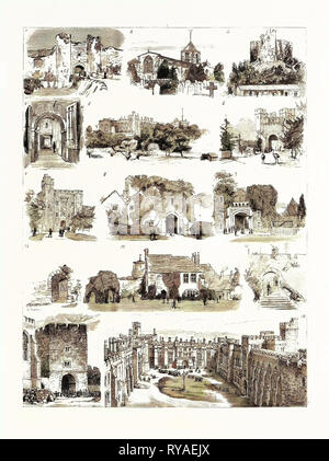 Il Britannico Associazione Archeologica a Brighton, l'escursione a Arundel: 1. Amberley Castle. 2. La Chiesa Parrocchiale, Arundel. 3. Il mastio del Castello di Arundel dal cortile. 4. King Alfred's ingresso, Arundel Castle. 5. Vista generale del Castello di Arundel dai prati. 6. Ingresso ai Giardini, Arundel Castle. 7. Ingresso del quadrilatero, Arundel Castle. 8. Ingresso del quadrilatero, Amberley Castle. 9. St. Mary's Gate, Arundel Castle. 10. Ingresso al antico sassone, Arundel Castle. 11. In un quadrangolo Amberley Castle. 12. Ingresso al tenere, Arundel Castle. 13. Il vecchio orologio Foto Stock