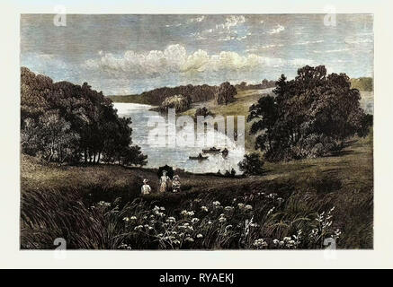 Leeds, Roundhay Park, il lago di Waterloo, Regno Unito Foto Stock