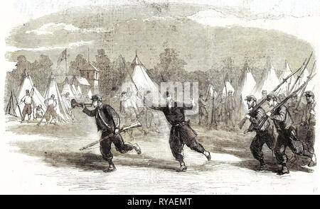 La guerra civile in America New York vigili del fuoco Zouaves girando al sostegno picchetti tra Alessandria e Fairfax Courthouse Virginia 22 Giugno 1861 Foto Stock