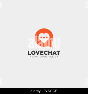 Amore semplice chat logo creativo template vettoriale icona illustrazione elemento isolato Illustrazione Vettoriale