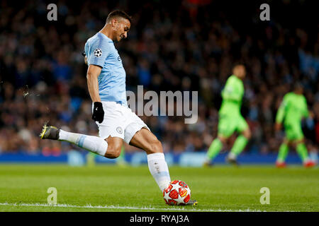 Manchester, Reino Unido. Xii Mar, 2019. Danilo durante il match tra Manchester City e Schalke 04 detenuti presso Etihad Stadium di Manchester, Ma. Il match è la seconda manche di qualifica del 2018/19 UEFA Champions League Round di 16. Credito: Marco Galvão/FotoArena/Alamy Live News Foto Stock