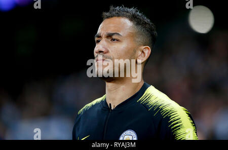 Manchester, Reino Unido. Xii Mar, 2019. Danilo durante il match tra Manchester City e Schalke 04 detenuti presso Etihad Stadium di Manchester, Ma. Il match è la seconda manche di qualifica del 2018/19 UEFA Champions League Round di 16. Credito: Marco Galvão/FotoArena/Alamy Live News Foto Stock