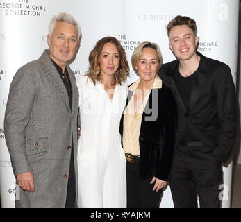 (L a R) Martin Kemp Harleymoon Kemp Shirlie Kemp e Roman Kemp al George Michael Collection - VIP vista privata e ricezione presso Christies, St James. Foto Stock