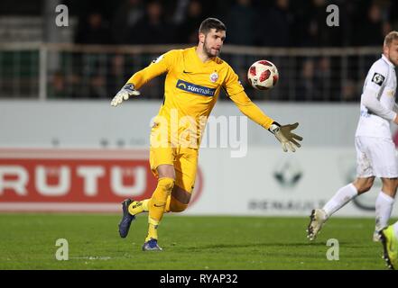 Muenster, Deutschland. Xii Mar, 2019. firo: 12.03.2019, calcio, 2018/2019, 3.Bundesliga SC Preussen, la Prussia Muenster Munster - Hansa Rostock singola azione, Ioannis Gelios | Utilizzo di credito in tutto il mondo: dpa/Alamy Live News Foto Stock