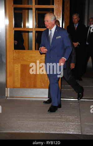 Londra, Regno Unito. 13 Mar, 2019. Il principe Charles visto arrivare in corrispondenza della apertura di Sorolla: Spagnolo Maestro di Luce alla National Gallery di Londra. Credito: Terry Scott/SOPA Immagini/ZUMA filo/Alamy Live News Foto Stock