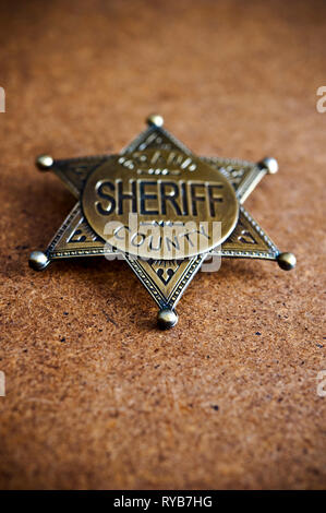 Stella ottone sheriff badge Foto Stock