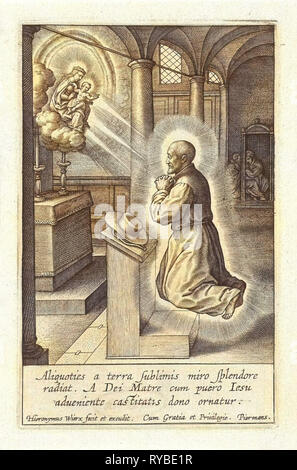 Ignazio di Loyola ha una visione di Maria con Gesù Bambino, Hieronymus WIERIX, 1611-1615 Foto Stock