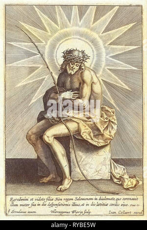 Cristo sulla pietra fredda, Hieronymus WIERIX, Jan Baptiste Collaert, 1563 - prima del 1612 Foto Stock