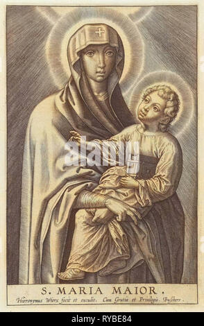 Maria con Gesù Bambino, Hieronymus WIERIX, 1563 - prima del 1600 Foto Stock