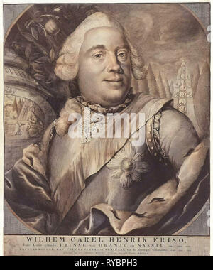 Ritratto di Guglielmo IV, principe di Orange-Nassau, Christian Friedrich Fritzsch, Theodorus Crajenschot, 1751 - 1774 Foto Stock