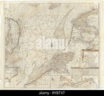 Diagramma di mare della parte meridionale del Mare del Nord e parte della costa orientale dell'Inghilterra, Gerard Van Keulen, Johannes Van Keulen (MI), sconosciuto, 1688 - 1803 Foto Stock