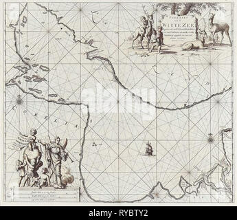 Diagramma del mare di parte del Mare Bianco in Russia, Jan Luyken, Johannes Van Keulen (MI), sconosciuto, 1681-1799 Foto Stock