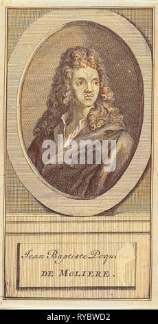 Ritratto di Jean Baptiste Poquelin Molière, Caspar Luyken, Nicolaas ten Hoorn, 1705 Foto Stock