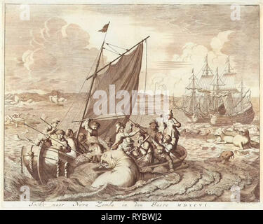 Viaggio a Novaya Zemlya in 1596, Jan Luyken, 1681 Foto Stock