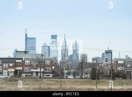 Il paesaggio urbano di grattacieli in Philadelphia Center City area business Foto Stock