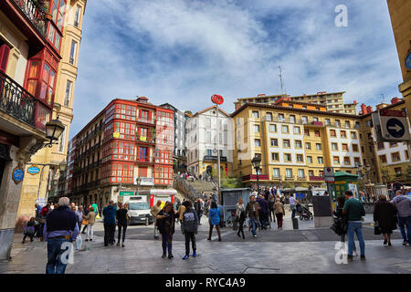 Unamuno piazza (Plaza Unamuno) Città Vecchia, Bilbao, Biscaglia, Paese Basco, Euskadi, Euskal Herria, Spagna, Europa Foto Stock