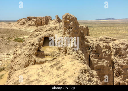 Karakalpakstan Ayaz Kala fortezza rovine mozzafiato del paesaggio pittoresco Viewpoint Foto Stock