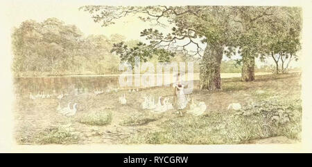 Le oche in acqua, Elias Stark, 1887 Foto Stock